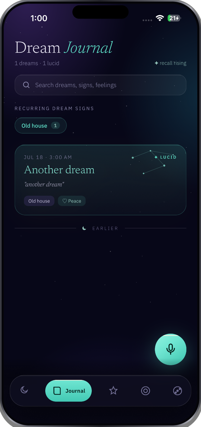 Aisling dream journal screen